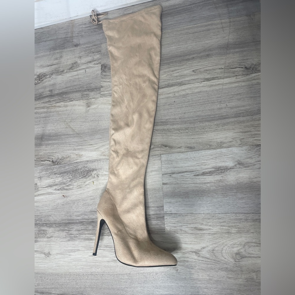 Elegant Beige Thigh high Women's Boots